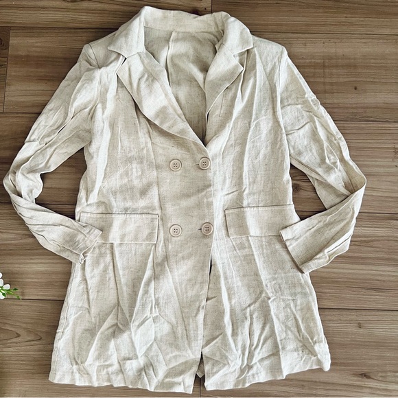 Ecru Linen Blazer - Picture 2 of 13